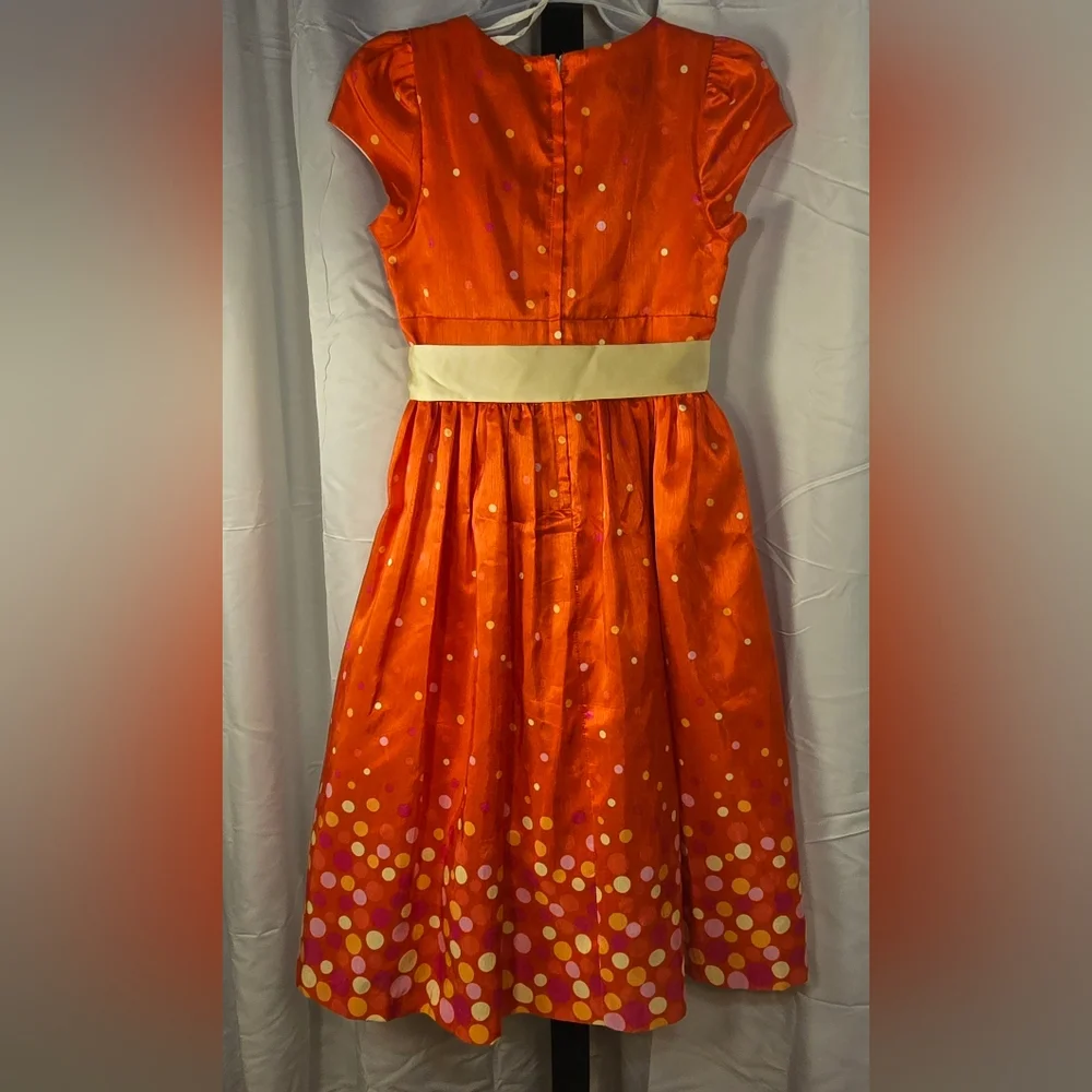 Charming Orange Polka Dot Kids Dress For‎ Easter